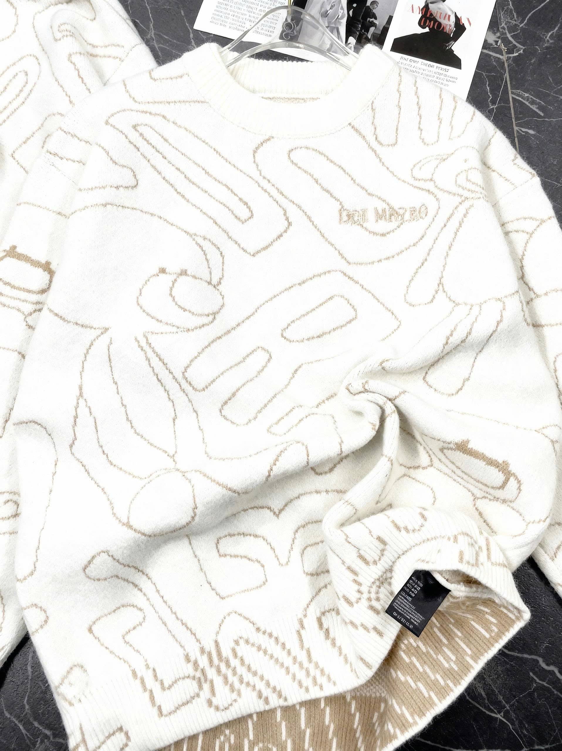 Áo gấu thời trang 13DE Marzo Bear Logo Sketch Jumper Beige 6